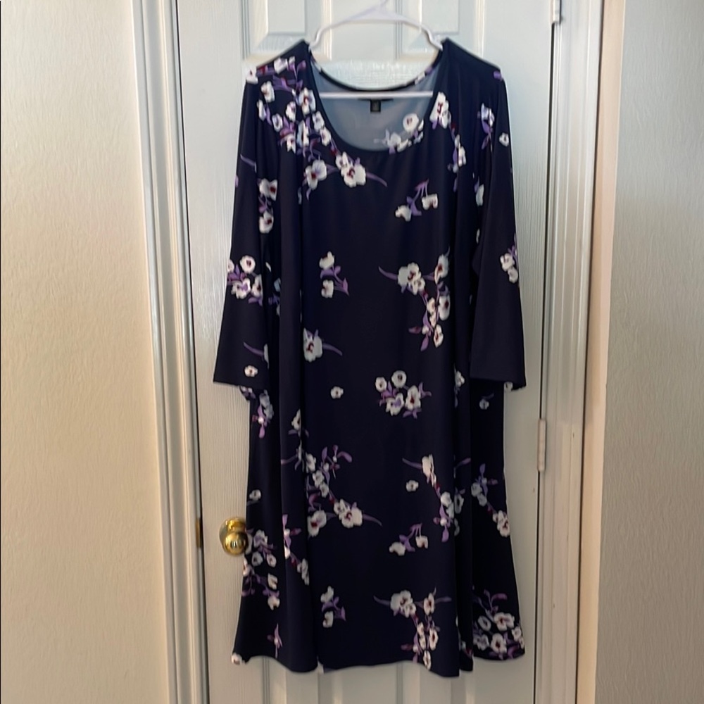 Ellos Blue Sundress with 3/4 Raglan Sleeves and Scoop Neck